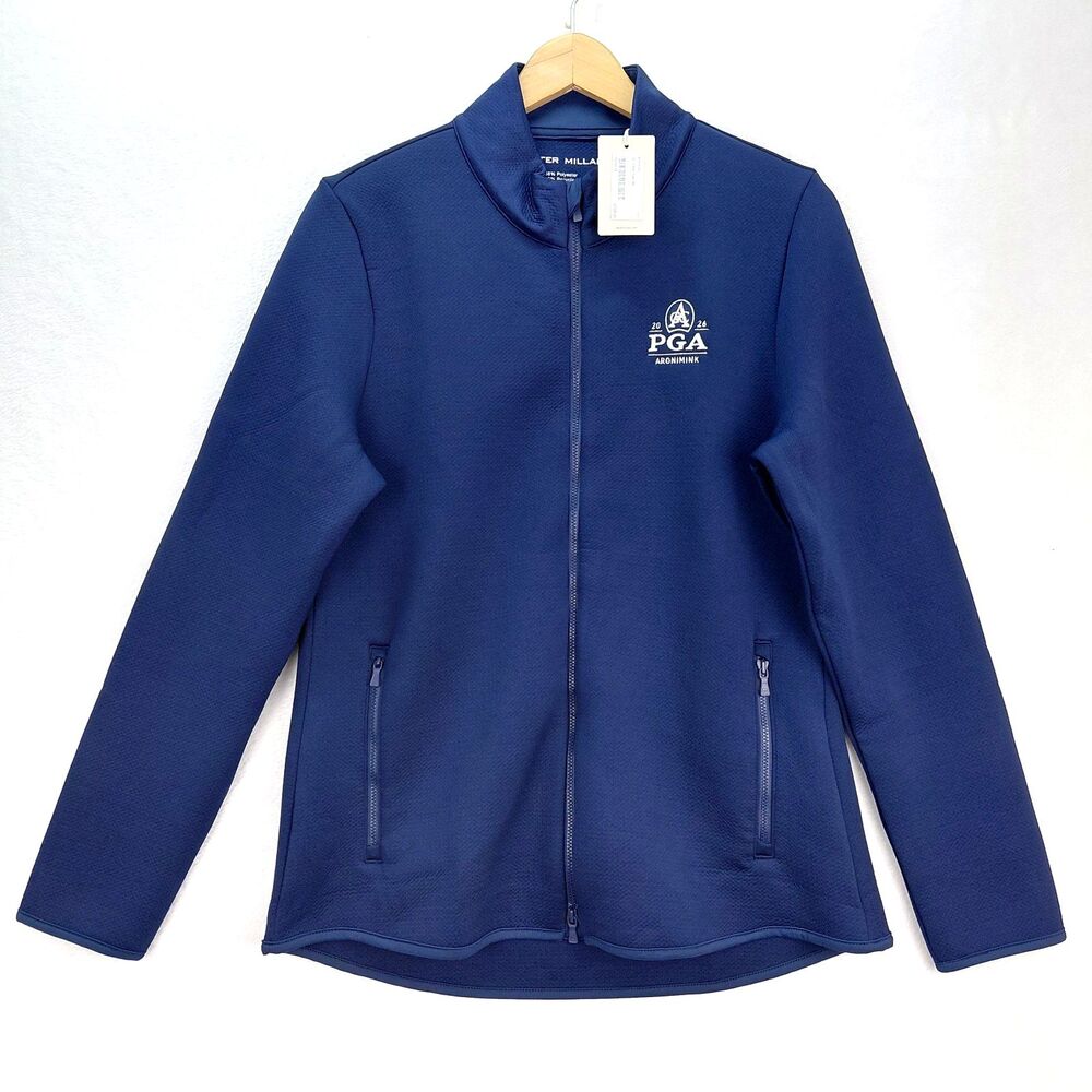 Peter Millar Lumi Knit Full Zip Jacket Womens L Blue PGA Golf Champ Aronimink